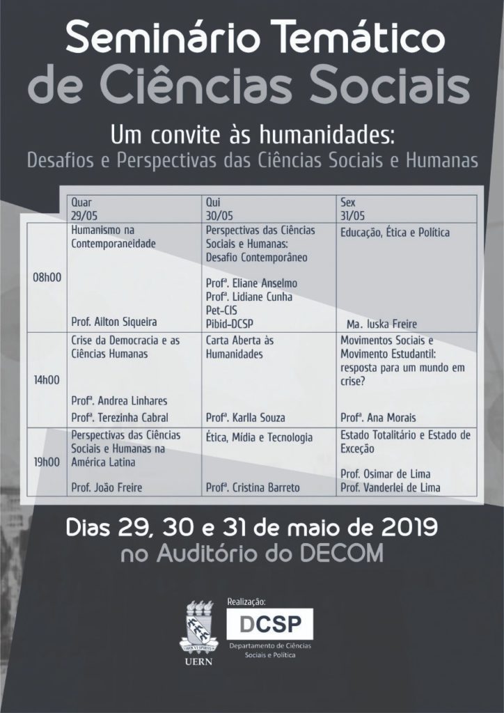 Departamento De Ciencias Sociais E Politicas Realiza Seminario Um Convite As Humanidades Uern Universidade Do Estado Do Rio Grande Do Norte